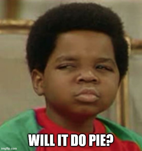 WILL IT DO PIE? | image tagged in suspicious | made w/ Imgflip meme maker