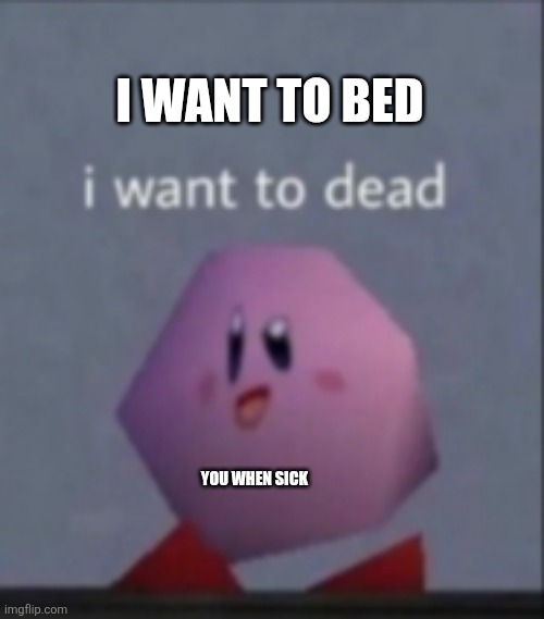 I want to dead/I want to die | I WANT TO BED; YOU WHEN SICK | image tagged in i want to dead/i want to die | made w/ Imgflip meme maker