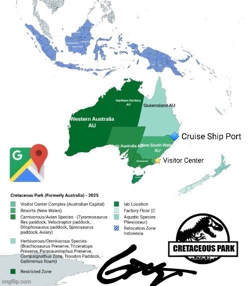 Cretaceous park | image tagged in jurassic park,jpfan102504,kuzonae4289 | made w/ Imgflip meme maker