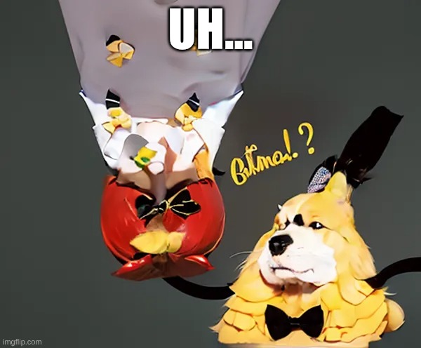 I asked AI to make an image I found online into "real life"... It thought Bill Cipher was a dog? | UH... | image tagged in ai | made w/ Imgflip meme maker