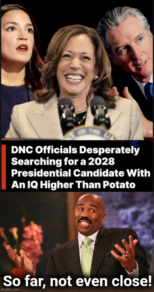 So far, not even close! | image tagged in shrug,democrats,election 2028,idiots,memes | made w/ Imgflip meme maker