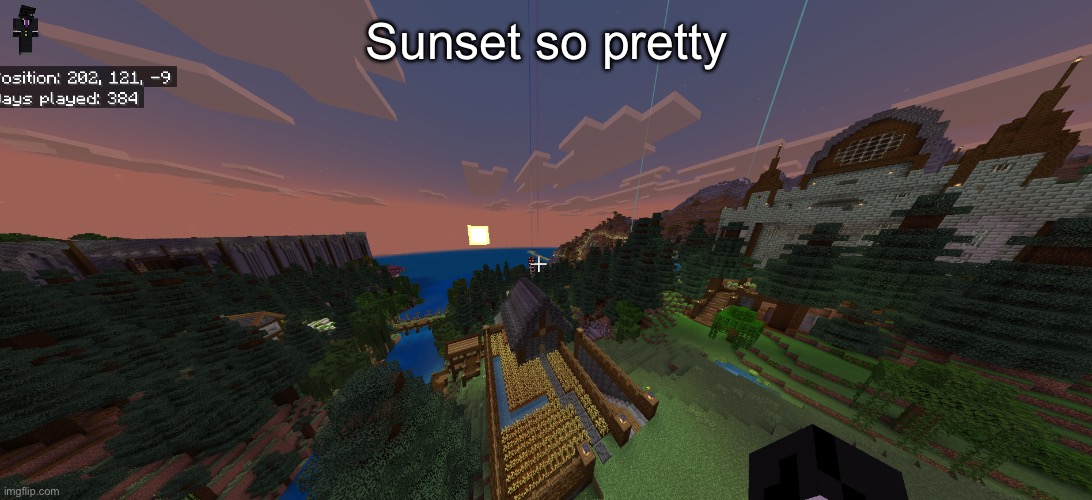 Yeah only spent over a Minecraft year on this | Sunset so pretty | made w/ Imgflip meme maker