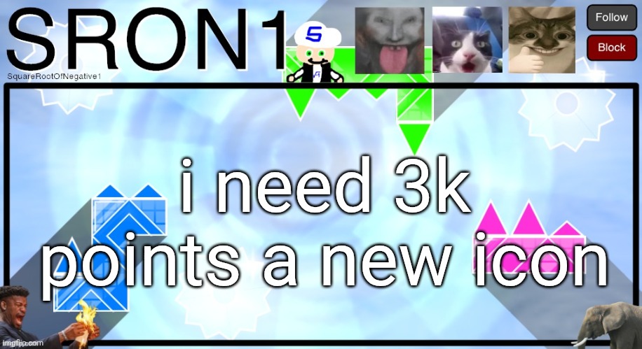 SRON1's announcment template (2026) | i need 3k points a new icon | image tagged in sron1's announcment template 2026 | made w/ Imgflip meme maker