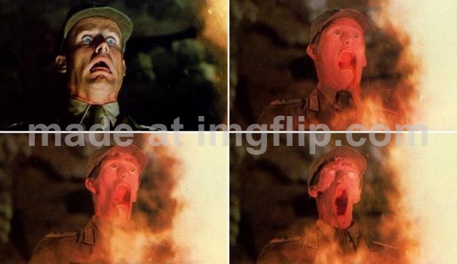 Indiana Jones face melt | image tagged in indiana jones face melt | made w/ Imgflip meme maker