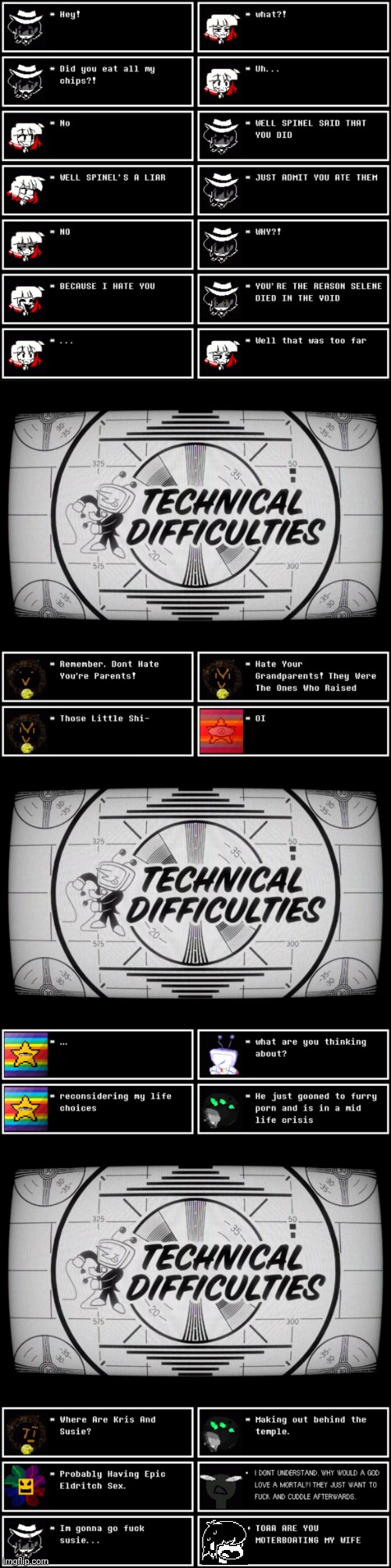 mmmh tasty susie | image tagged in technical difficulties | made w/ Imgflip meme maker