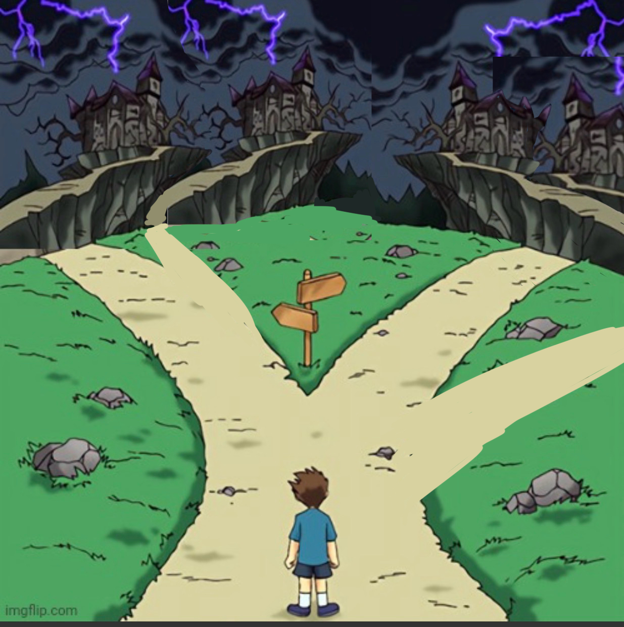 4 paths (all bad) Blank Meme Template