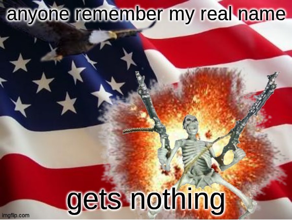 AMERICA!!!!!!!!!!!!!!!!!!!!!!!!!! | anyone remember my real name; gets nothing | image tagged in america | made w/ Imgflip meme maker