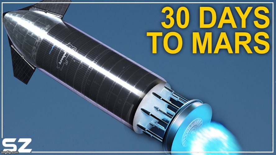 Artist concept of Orion nuclear-powered spacecraft in orbit