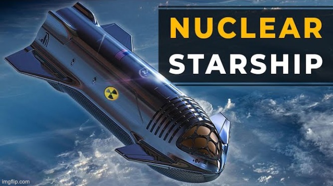 Artist concept of nuclear-powered spacecraft in orbit