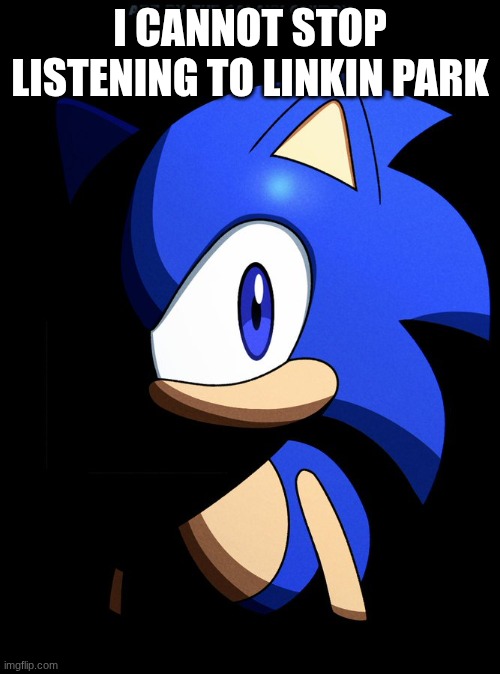 Sonic Blank Stare In The Dark | I CANNOT STOP LISTENING TO LINKIN PARK | image tagged in sonic blank stare in the dark | made w/ Imgflip meme maker