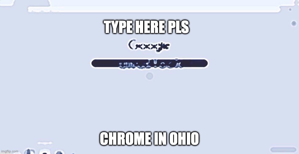 TYPE  HERE TO SEARCH | TYPE HERE PLS; CHROME IN OHIO | image tagged in pls type in here | made w/ Imgflip meme maker