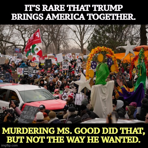ETTD | IT'S RARE THAT TRUMP BRINGS AMERICA TOGETHER. MURDERING MS. GOOD DID THAT,
BUT NOT THE WAY HE WANTED. | image tagged in trump,incompetence,division,good,murder,ice | made w/ Imgflip meme maker