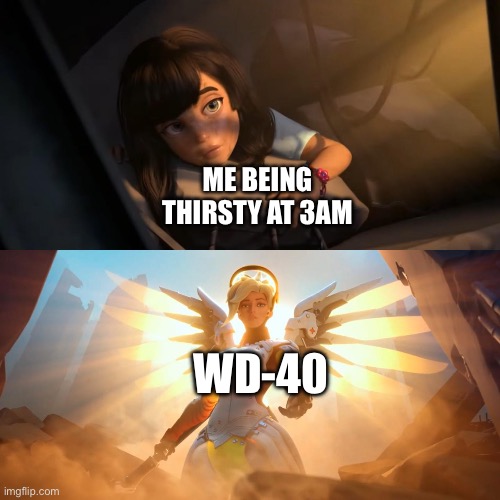 WD-40: A Rare Delicacy | ME BEING THIRSTY AT 3AM; WD-40 | made w/ Imgflip meme maker