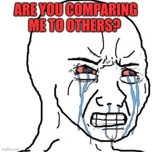 Angry Tears | ARE YOU COMPARING ME TO OTHERS? | image tagged in angry tears | made w/ Imgflip meme maker