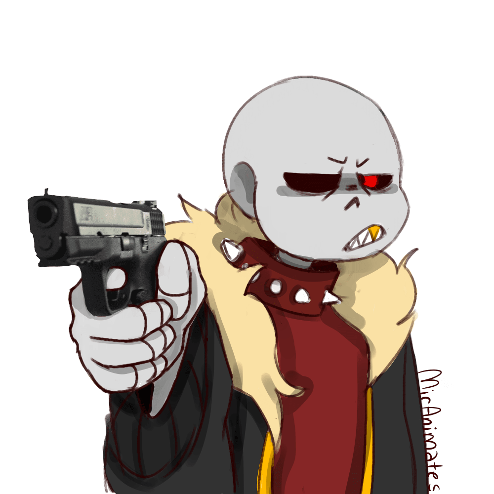 Underfell Sans with a gun Blank Meme Template