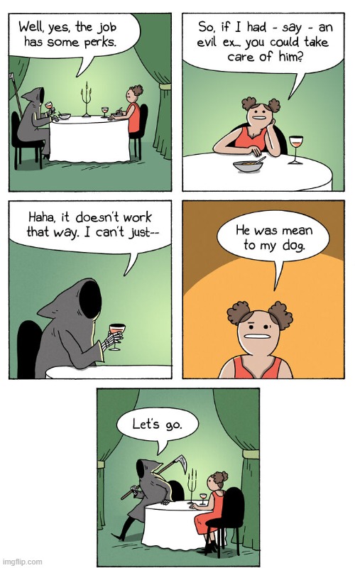 Date with Death | image tagged in comics | made w/ Imgflip meme maker