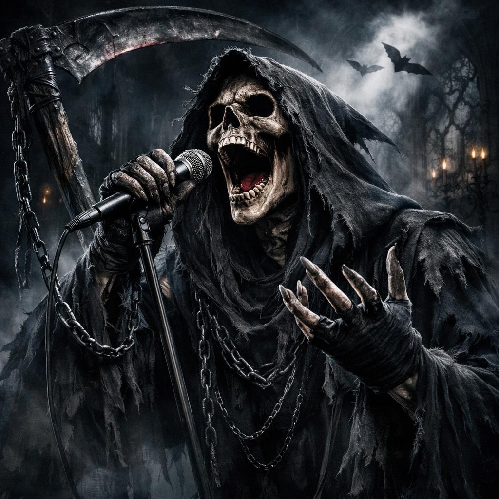 Edgy Grim Reaper Singing Passionately Blank Meme Template