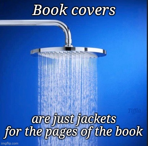 Book covers | Book covers; Tiffla; are just jackets for the pages of the book | image tagged in shower thoughts blank template,memes | made w/ Imgflip meme maker