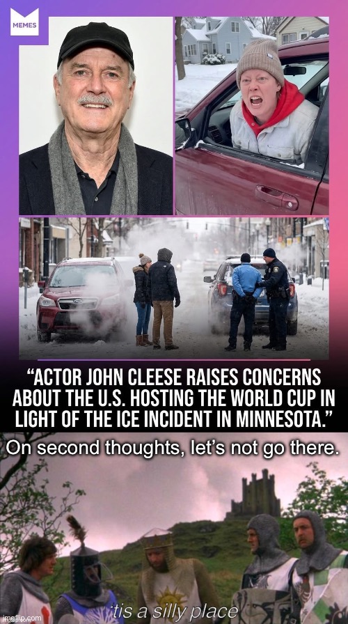 Soccer players be like | On second thoughts, let’s not go there. | image tagged in monty python tis a silly place with text,soccer,fifa,world cup,john cleese,humour | made w/ Imgflip meme maker