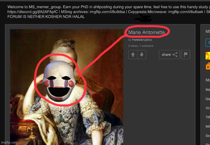 Breaking: Marie Antoinette is confirmed to be The Marionette from fnaf | image tagged in marionette fnaf | made w/ Imgflip meme maker