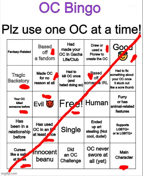 OC Bingo | image tagged in oc bingo | made w/ Imgflip meme maker