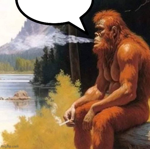 Smoking Bigfoot | image tagged in smoking bigfoot | made w/ Imgflip meme maker