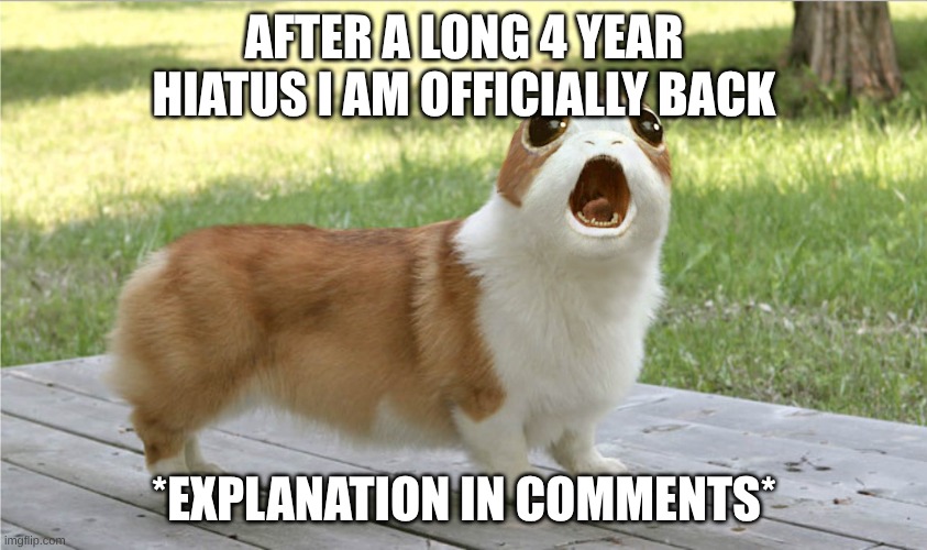 I'm back baby | AFTER A LONG 4 YEAR HIATUS I AM OFFICIALLY BACK; *EXPLANATION IN COMMENTS* | image tagged in porgy,funny | made w/ Imgflip meme maker