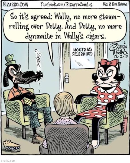 Bizarro Comics | image tagged in comics,bizarro comics,therapy,dog,cat,dotty and wally | made w/ Imgflip meme maker