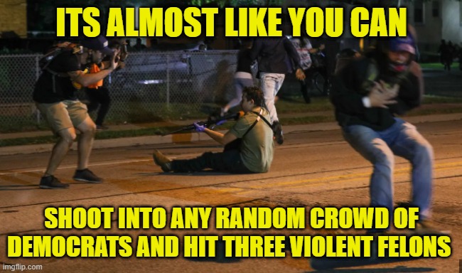 ITS ALMOST LIKE YOU CAN SHOOT INTO ANY RANDOM CROWD OF DEMOCRATS AND HIT THREE VIOLENT FELONS | made w/ Imgflip meme maker
