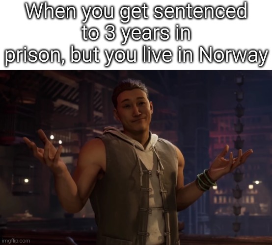 As long the people here are nice, then everything is fine. | When you get sentenced to 3 years in prison, but you live in Norway | image tagged in prison,norway | made w/ Imgflip meme maker