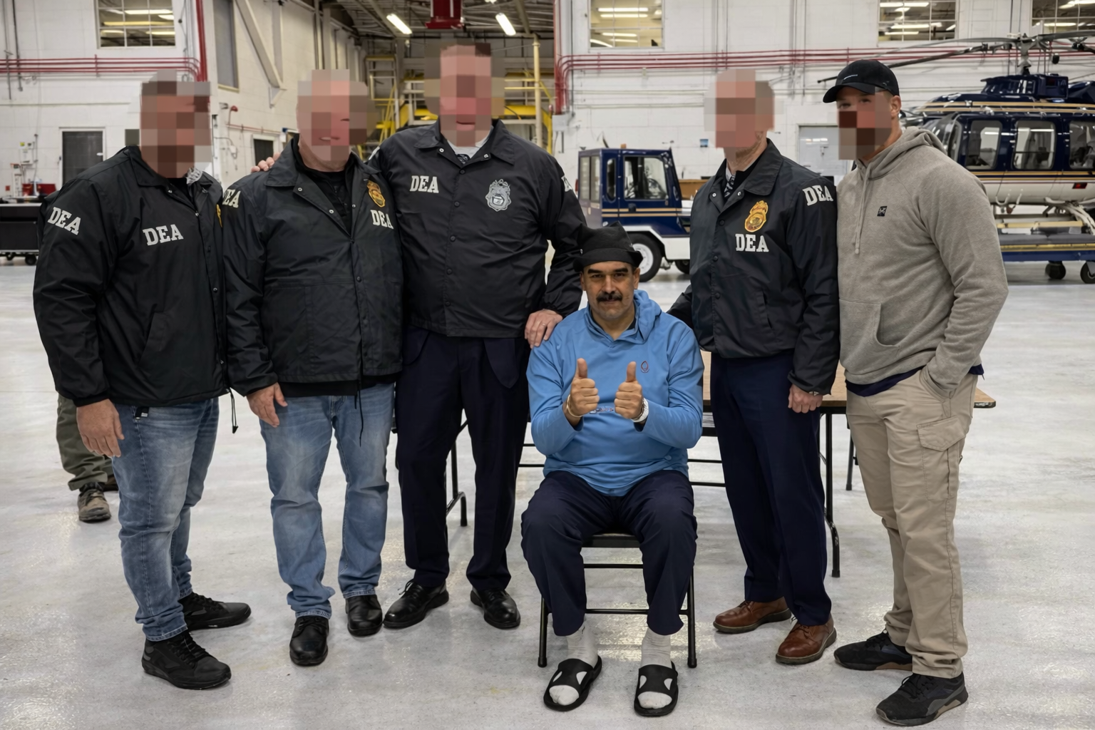 Handcuffed Maduro thumbs up Blank Meme Template