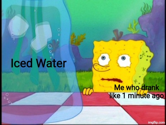 I don't need it | Iced Water; Me who drank like 1 minute ago | image tagged in i don't need it | made w/ Imgflip meme maker