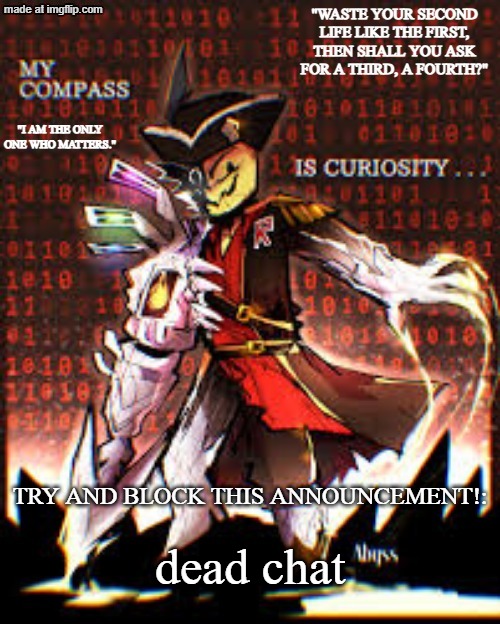 Dragnoc's gasharpoon announcement temp | dead chat | image tagged in dragnoc's gasharpoon announcement temp | made w/ Imgflip meme maker