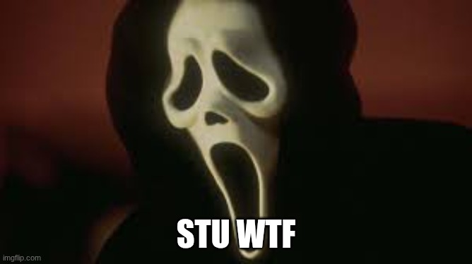 STU WTF | image tagged in ghost face | made w/ Imgflip meme maker