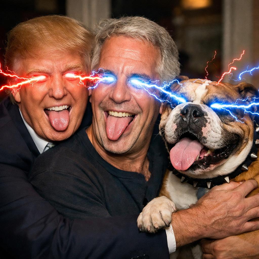 Make the Bull dog on the right of the Epstein man and maketrump Blank Meme Template