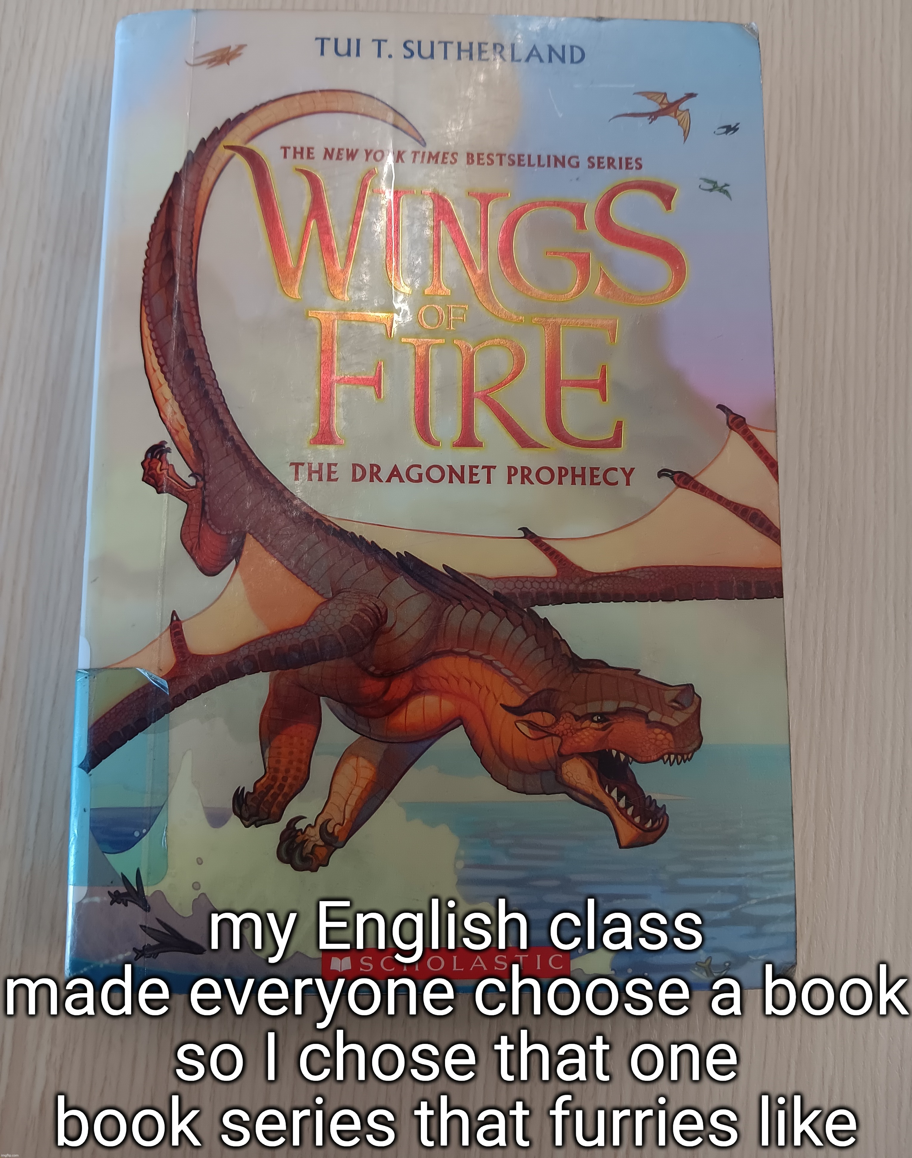 I have no idea where my knowledge of this came from | my English class made everyone choose a book so I chose that one book series that furries like | made w/ Imgflip meme maker