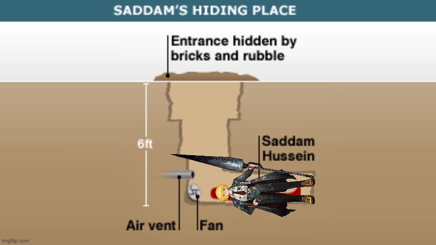 Saddam's Hiding Place | image tagged in saddam's hiding place | made w/ Imgflip meme maker