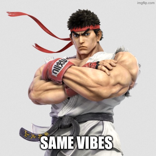 Encouraging Ryu | SAME VIBES | image tagged in encouraging ryu | made w/ Imgflip meme maker