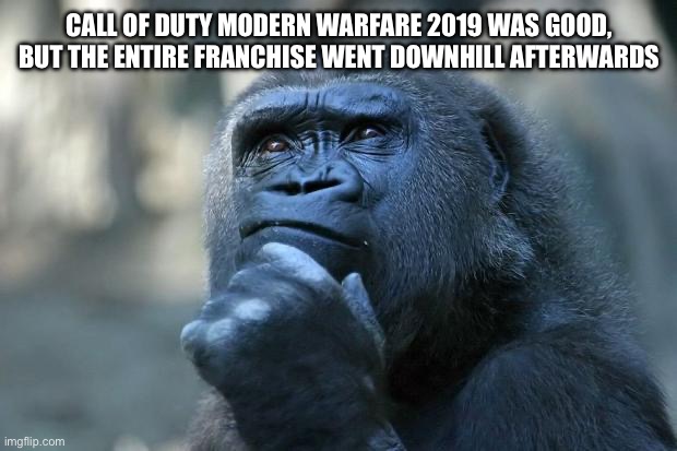 Deep Thoughts | CALL OF DUTY MODERN WARFARE 2019 WAS GOOD, BUT THE ENTIRE FRANCHISE WENT DOWNHILL AFTERWARDS | image tagged in deep thoughts | made w/ Imgflip meme maker