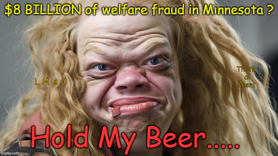 WELFARE FRAUD MINNESOTA | $8 BILLION of welfare fraud in Minnesota ? Thoth  al  Khem; L M A O; Hold My Beer..... | image tagged in fraud,welfare frauds,thieves everywhere,machiavellian times,read a book,hilarious | made w/ Imgflip meme maker