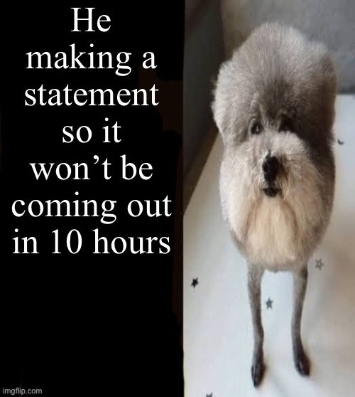 he made a statement blank | He making a statement so it won’t be coming out in 10 hours | image tagged in he made a statement blank | made w/ Imgflip meme maker