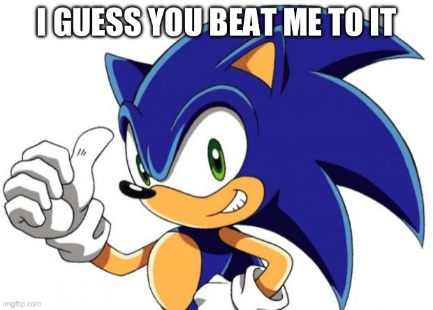 Sonic The Hedgehog Approves | I GUESS YOU BEAT ME TO IT | image tagged in sonic the hedgehog approves | made w/ Imgflip meme maker