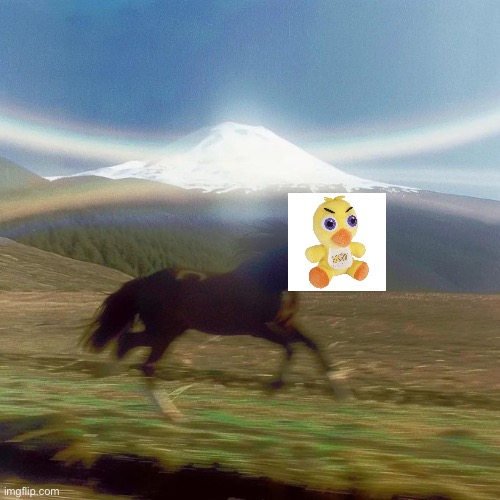 Running Horse Past Mountain | image tagged in running horse past mountain | made w/ Imgflip meme maker