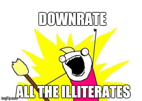 X All The Y Meme | DOWNRATE ALL THE ILLITERATES | image tagged in memes,x all the y | made w/ Imgflip meme maker