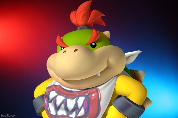 bowser jr meme | image tagged in red vs blue background,videogames,super mario bros,bowser jr,gaming,memes | made w/ Imgflip meme maker