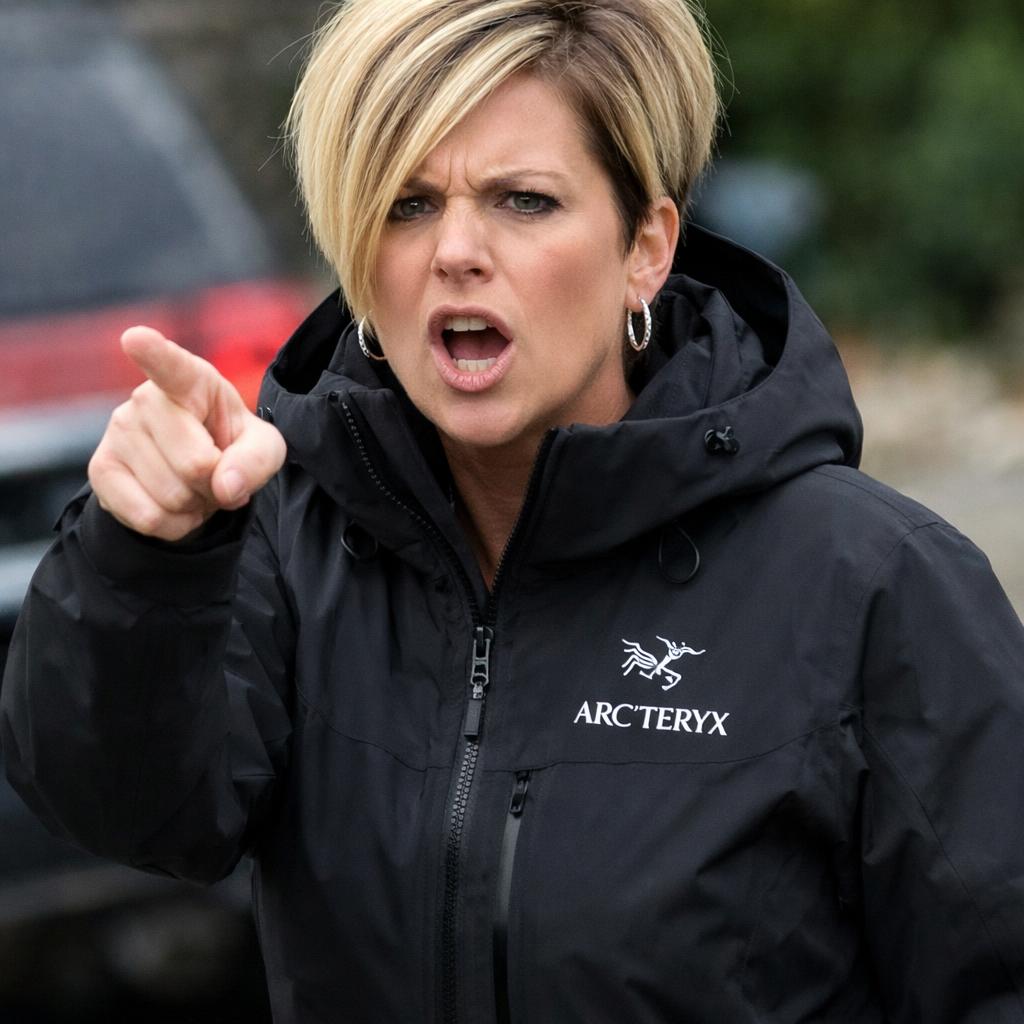 Karen meme but put her in an arcteryx jacket Blank Meme Template