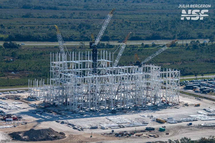 Massive industrial scale of Starbase Gigabay site under construction