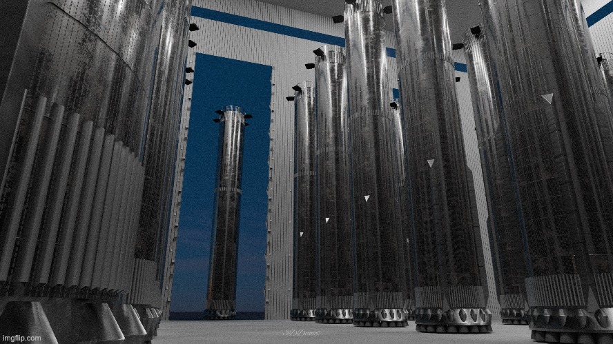 Aerial view of Gigabay construction site at Starbase