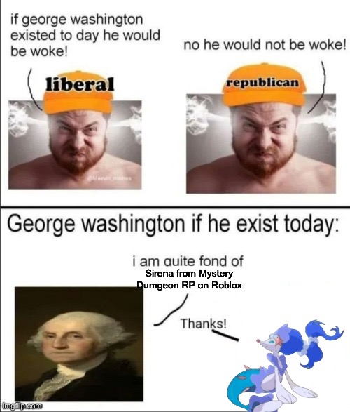 Idk | Sirena from Mystery Dumgeon RP on Roblox | image tagged in george washington if he existed today | made w/ Imgflip meme maker