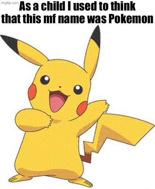 My Pokémon knowledge was low as fuck | As a child I used to think that this mf name was Pokemon | image tagged in pokemon | made w/ Imgflip meme maker